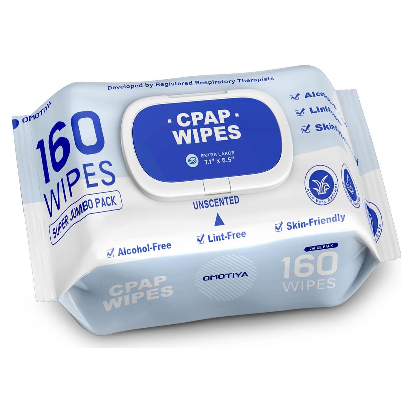 Toallitas para Máscaras CPAP OMOTIYA Jumbo 160 Unidades