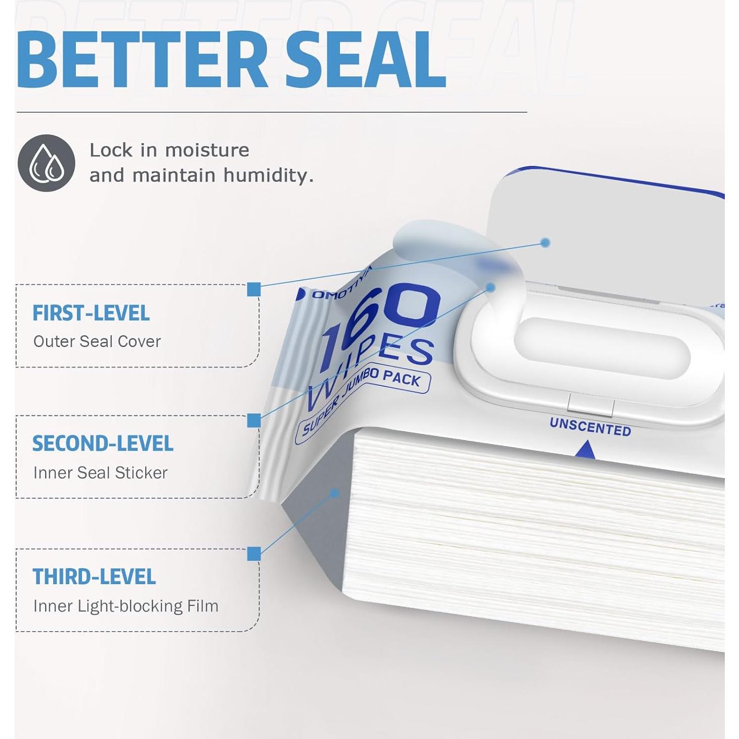 Toallitas para Máscaras CPAP OMOTIYA Jumbo 160 Unidades