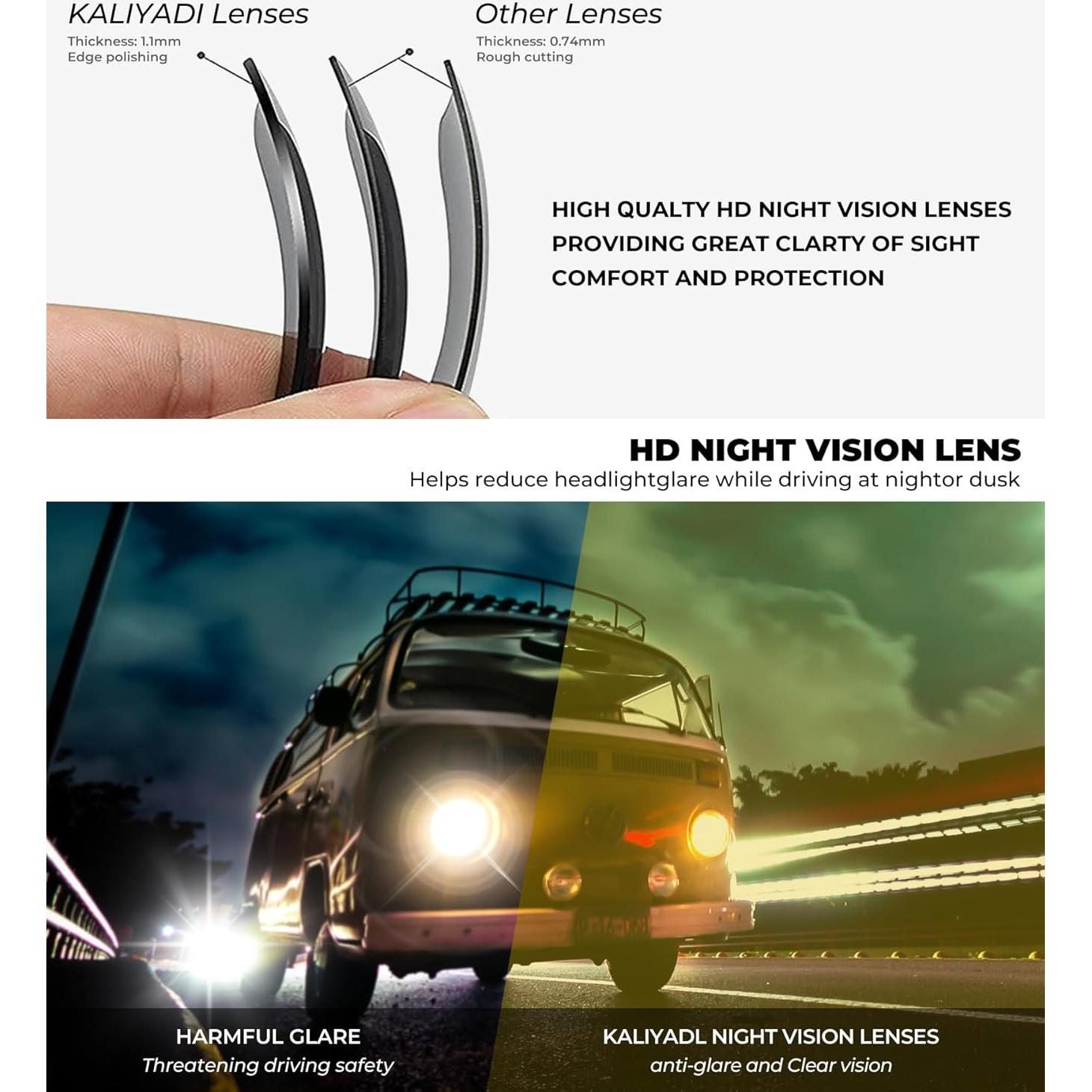 Gafas de sol KALIYADI visión nocturna UV para hombres 3 piezas