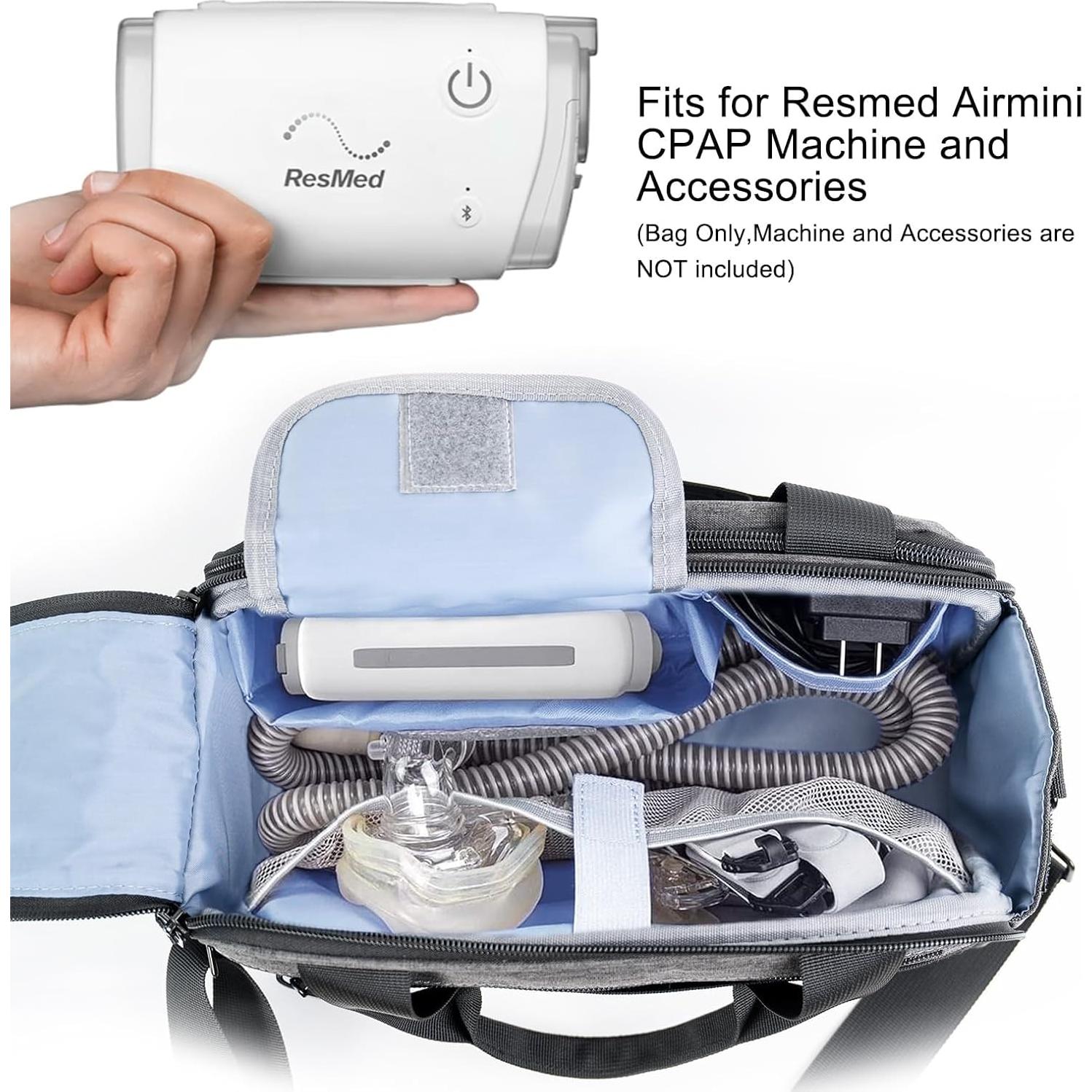 CPAP Bag For Travel Compatible With Resmed Airmini,Portable CPAP Machine And Accessories Case,Carry Organizer With Luggage Strip