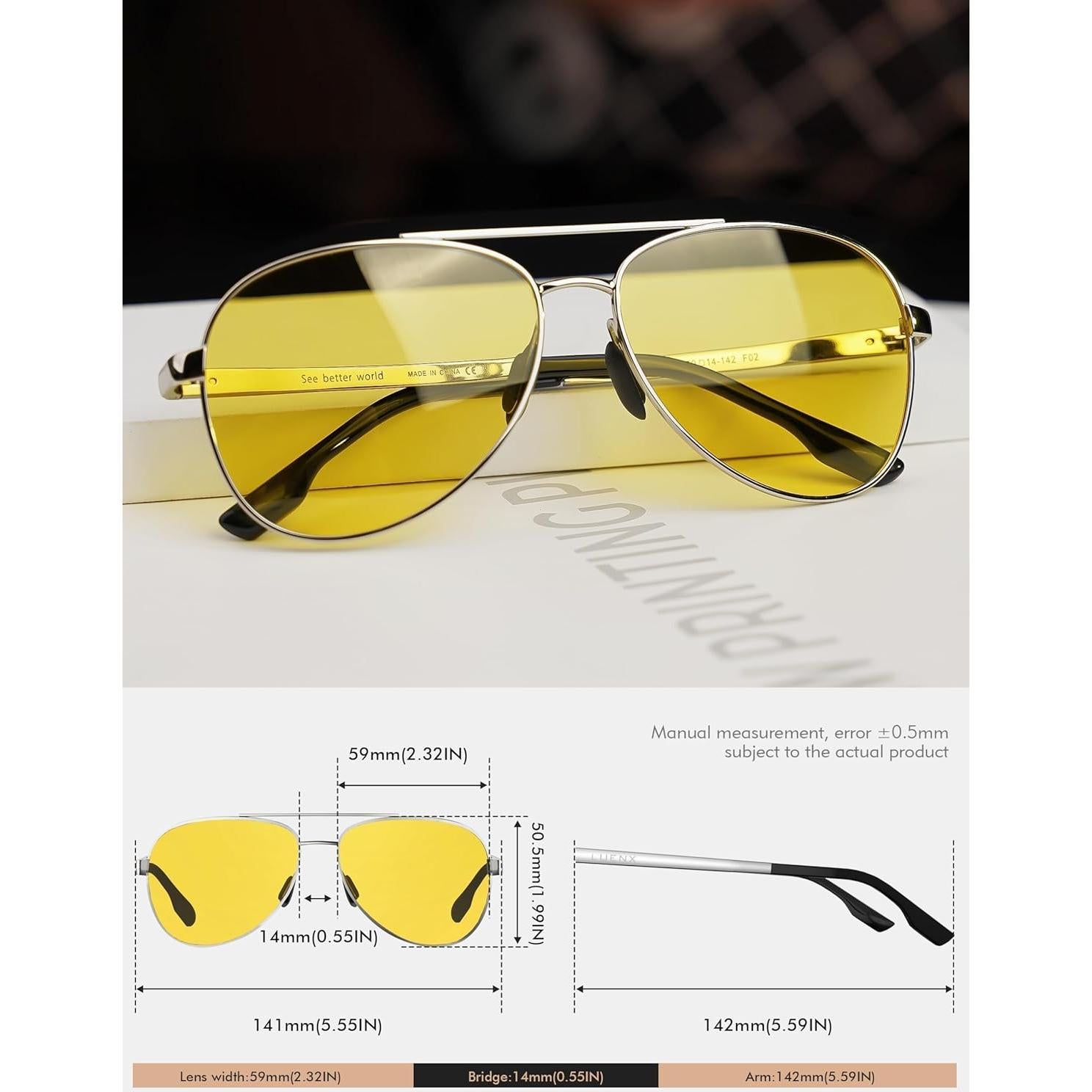 Gafas de sol LUENX Aviador Polarizadas UV400 - Amarillo
