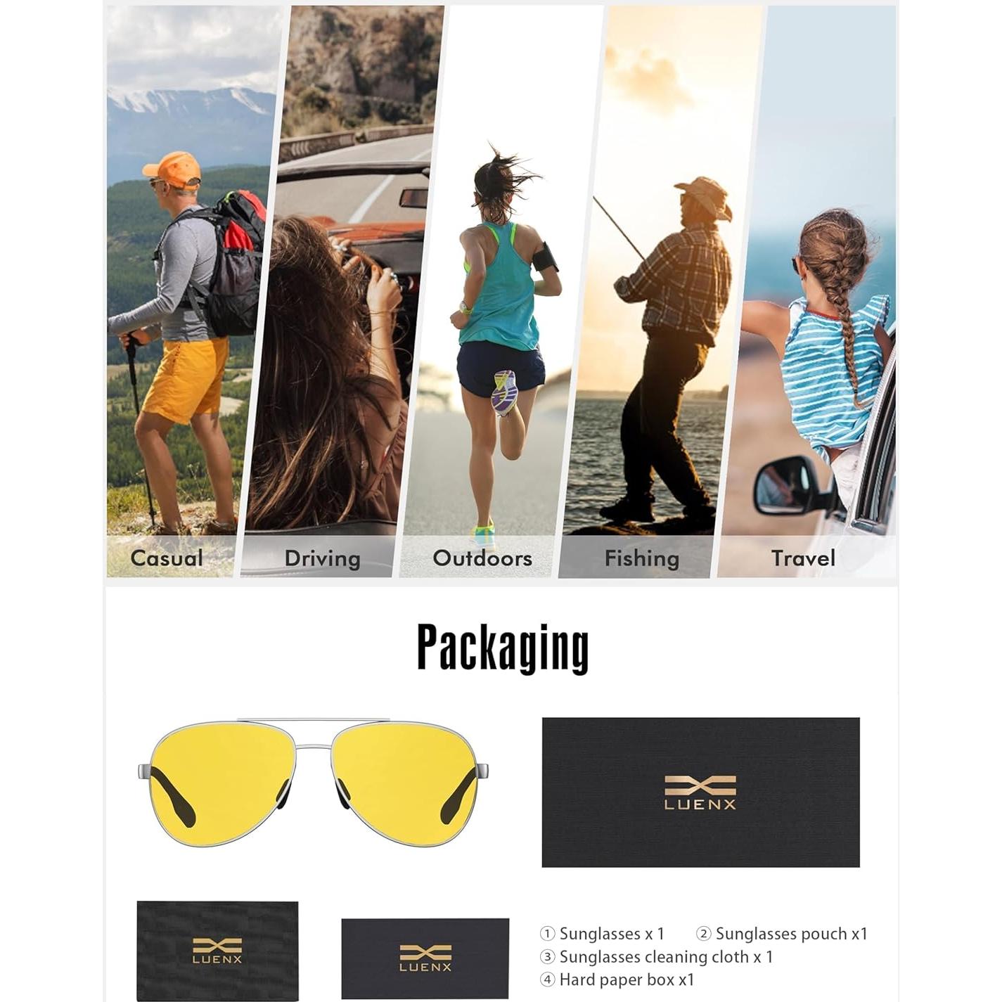 Gafas de sol LUENX Aviador Polarizadas UV400 - Amarillo