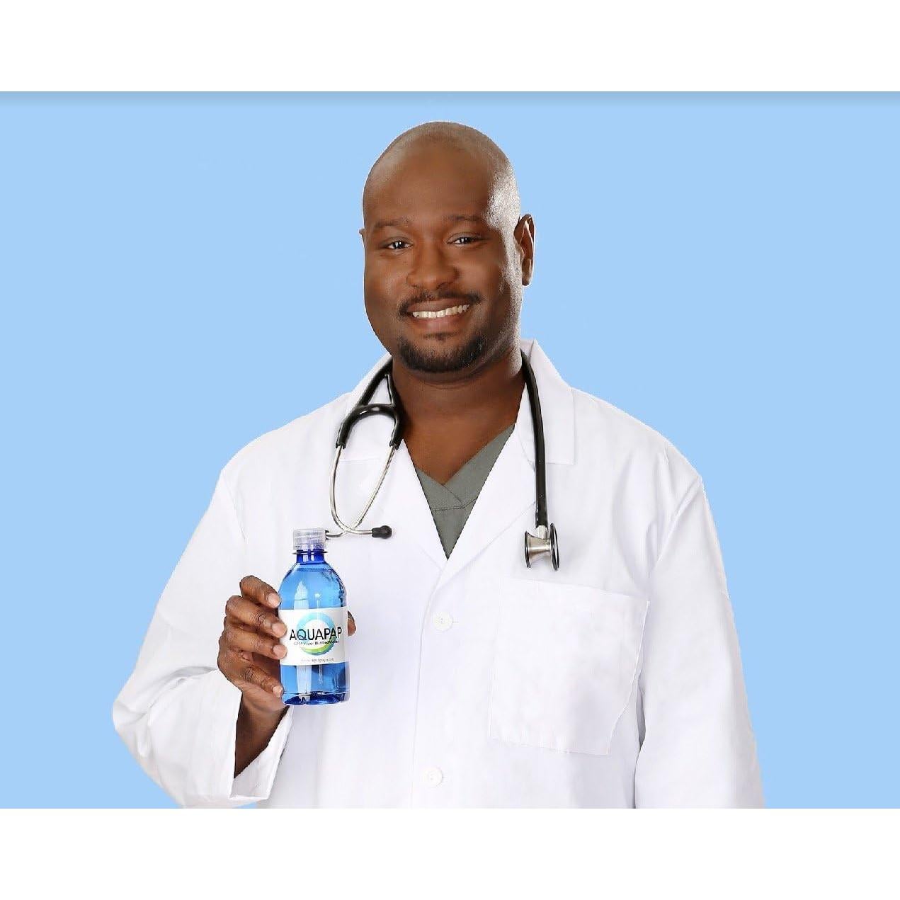 Agua CPAP Destilada por Vapor Aquapap 12 Onzas - 8 Botellas