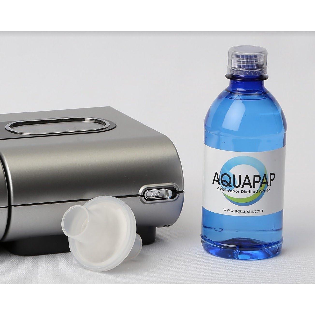 Agua CPAP Destilada por Vapor Aquapap 12 Onzas - 8 Botellas
