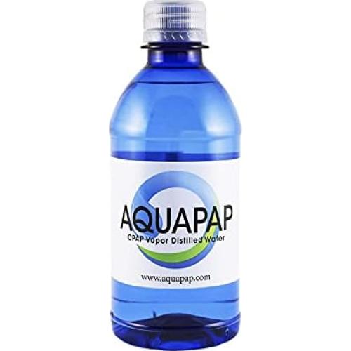 Agua CPAP Destilada por Vapor Aquapap 12 Onzas - 8 Botellas