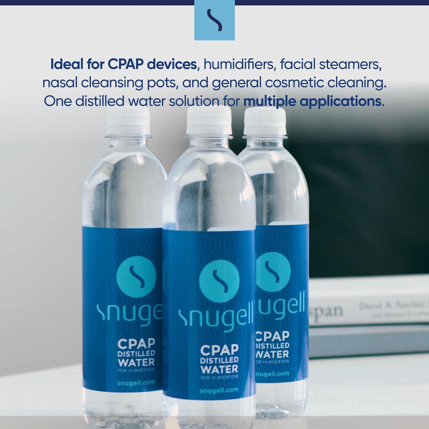 Agua Destilada Snugell para CPAP - Paquete de 12 Botellas 500ml