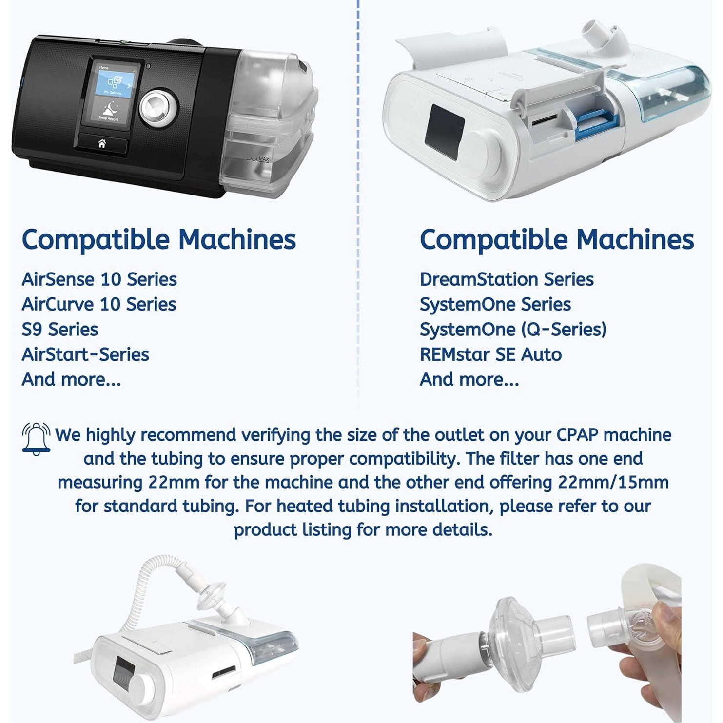 Filtro Viral Inline CPAP Nispira 12 Paquetes 22mm/25mm