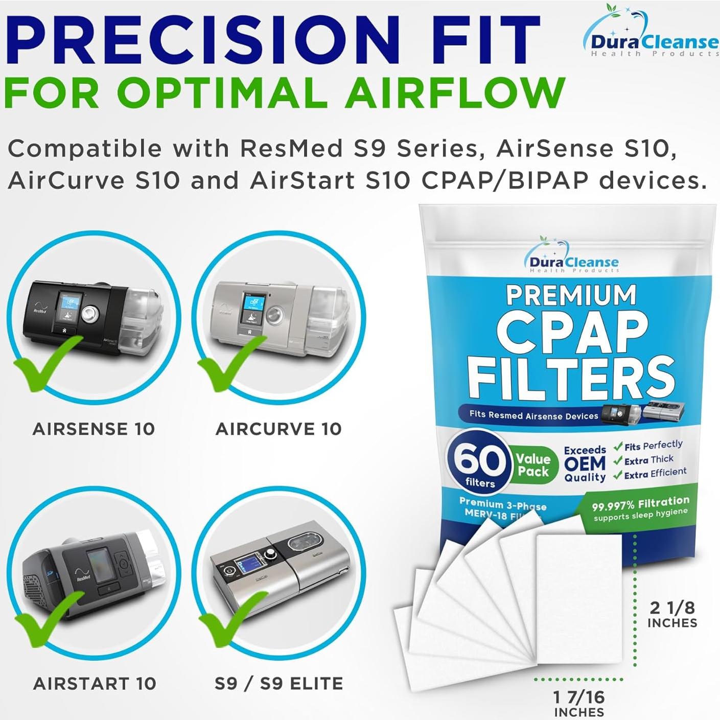 Filtros DuraCleanse CPAP MERV 18 - 60 Reemplazos AirSense 10