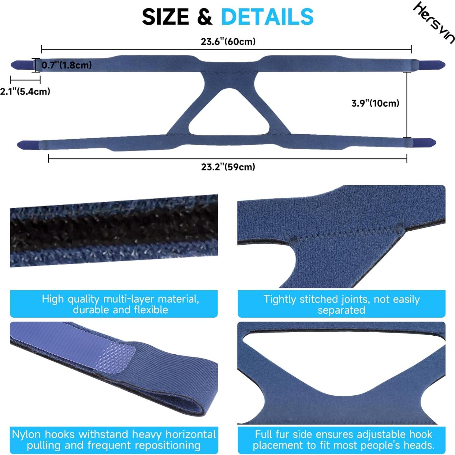 Cinta de Cabeza CPAP Universal Hersvin 2 Pack Azul