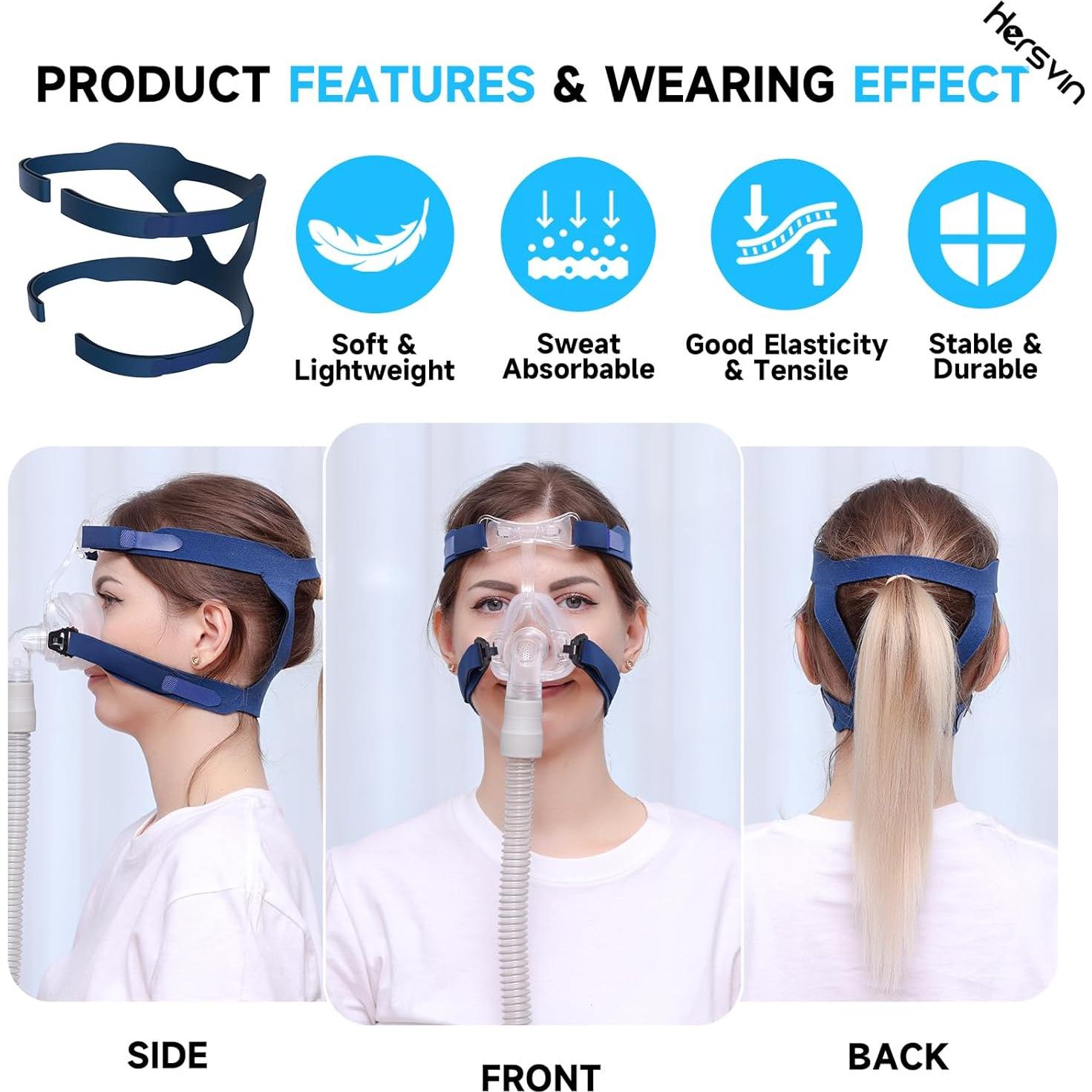 Cinta de Cabeza CPAP Universal Hersvin 2 Pack Azul