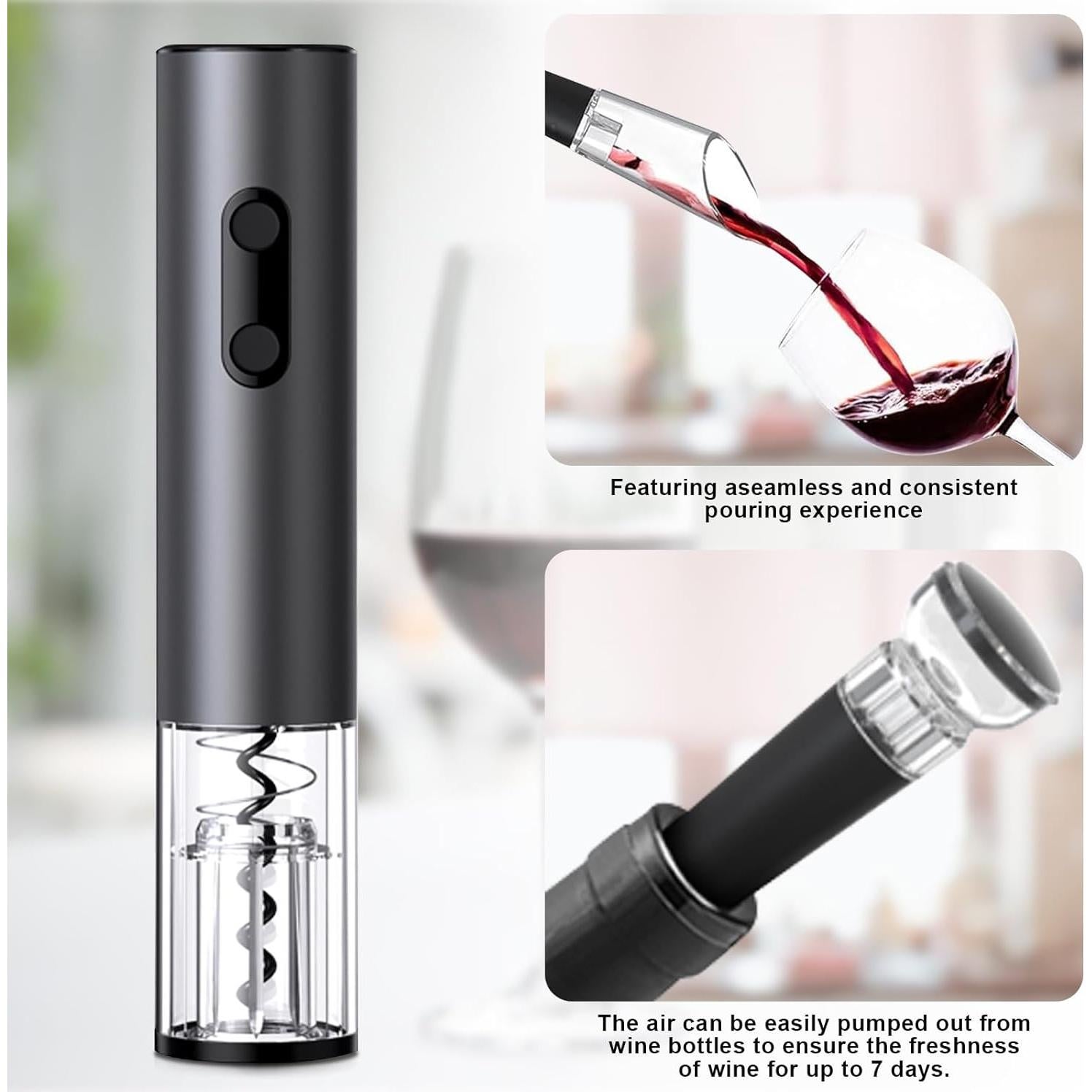 COKUNST Abrebotellas Eléctrico 4 en 1 Acero Inoxidable