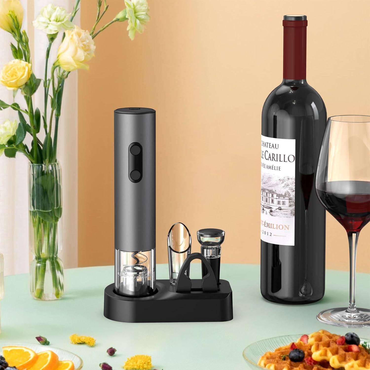 COKUNST Abrebotellas Eléctrico 4 en 1 Acero Inoxidable