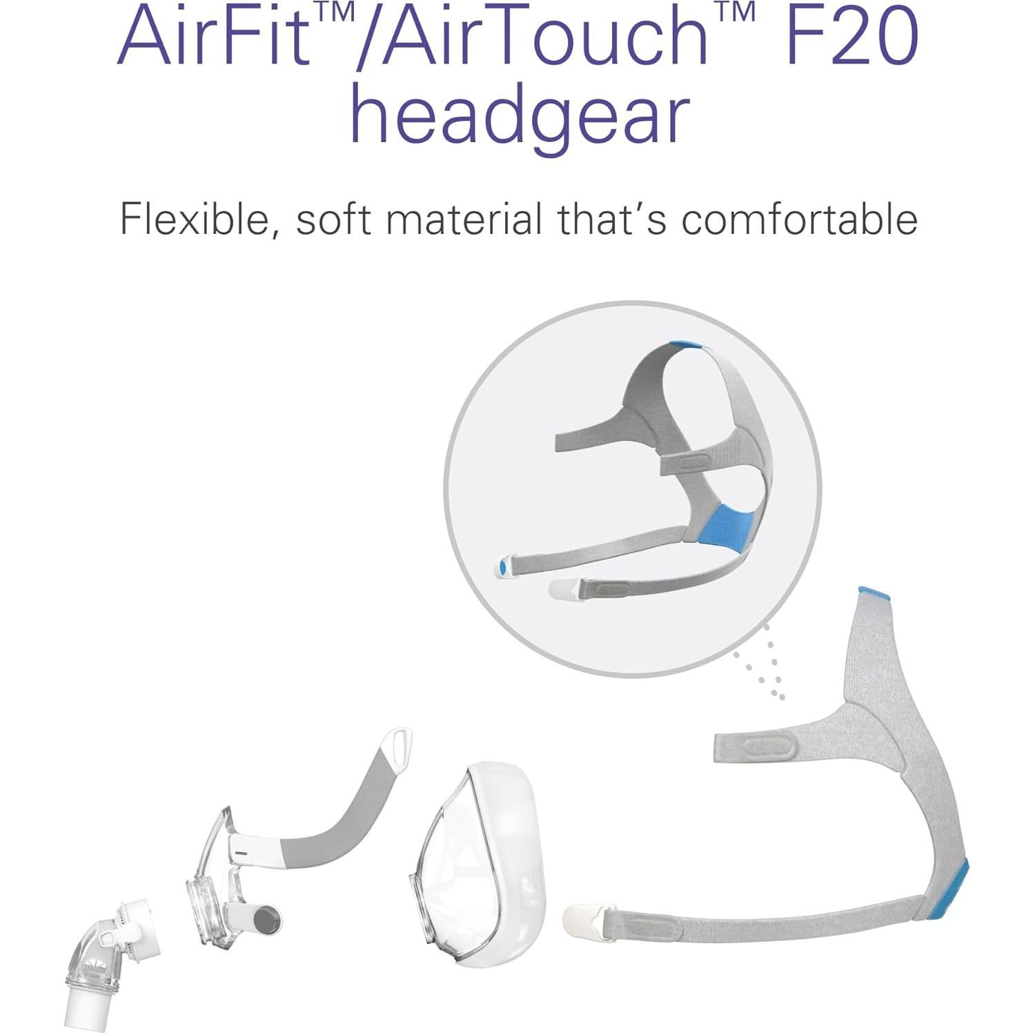 Correa de Reemplazo CPAP ResMed AirFit F20/AirTouch F20 - Azul