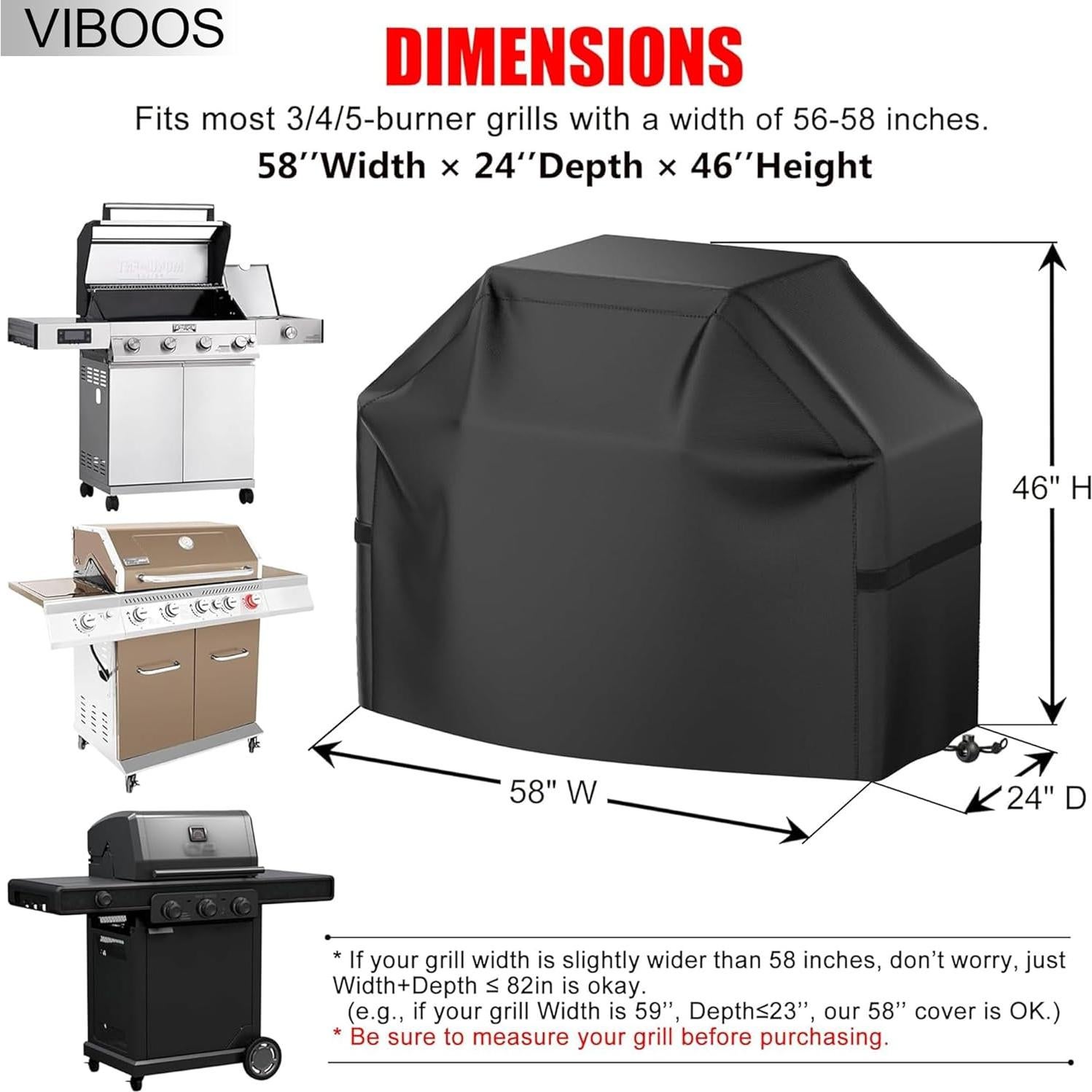 Funda para Parrilla VIBOOS 147 cm Impermeable y Resistente