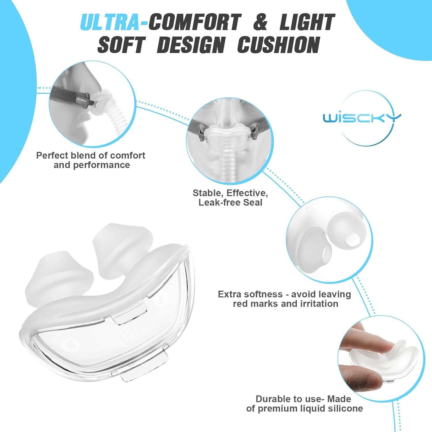 Nasal Pillow Cushion for AirFit P10 Medium - 2 Packs Optimized Comfort & Secure Seal Mask Cushions Compatible with Original Airfit P10 Frame, Replacement CPAP Supplies(M)