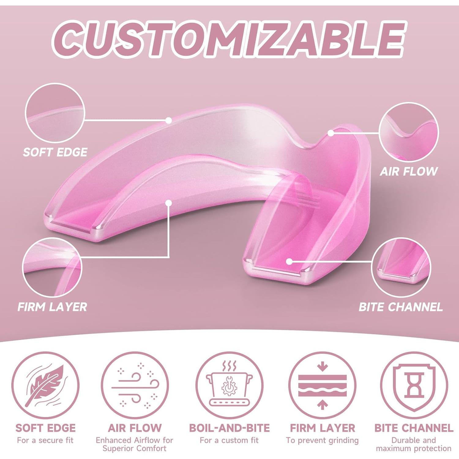 Paquete de 4 Protectores Bucales Medianos Natrlteeth Rosados