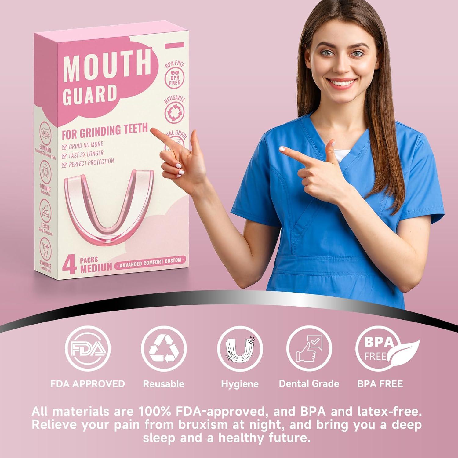 Paquete de 4 Protectores Bucales Medianos Natrlteeth Rosados