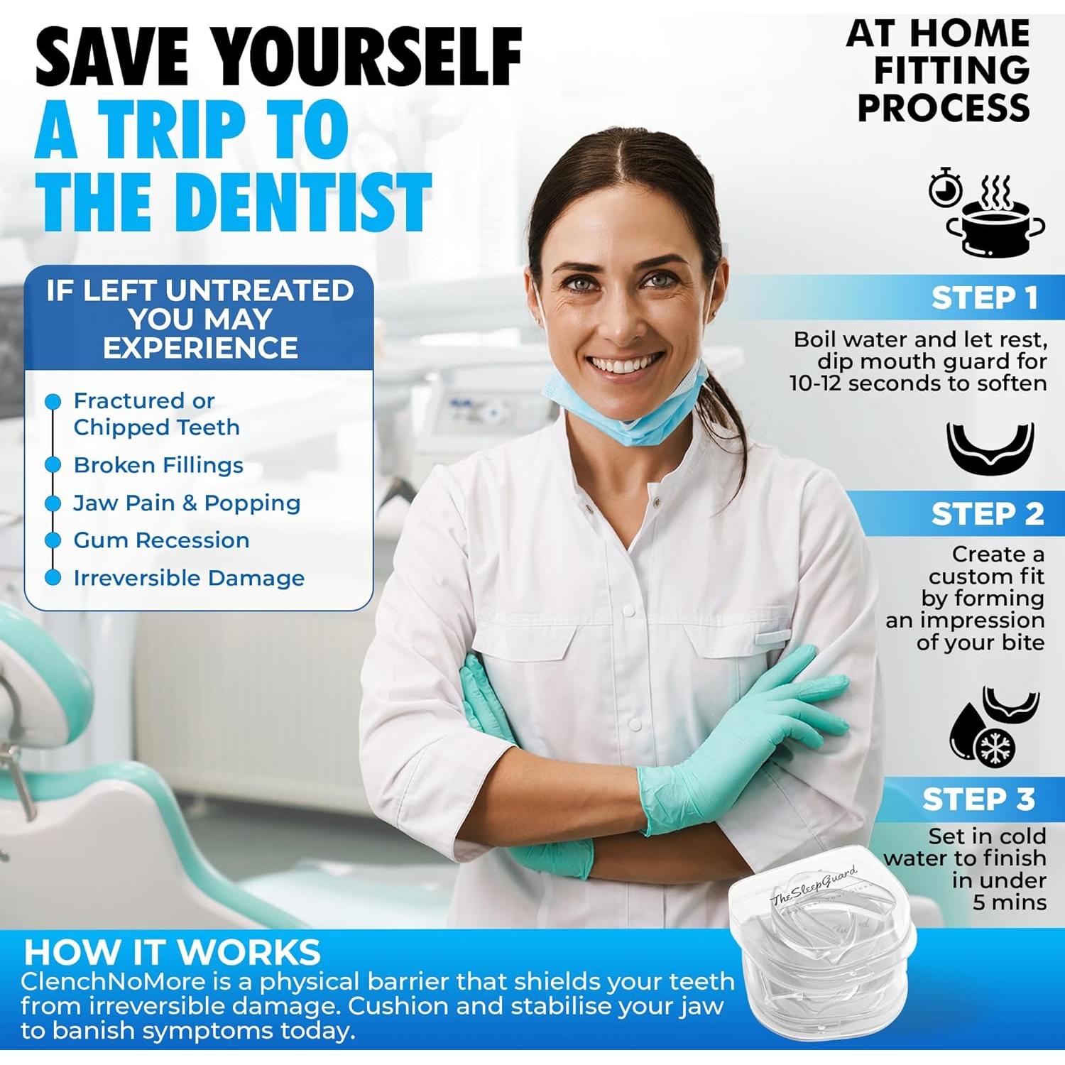 Protector Bucal Clench No More para Bruxismo - 4 Unidades