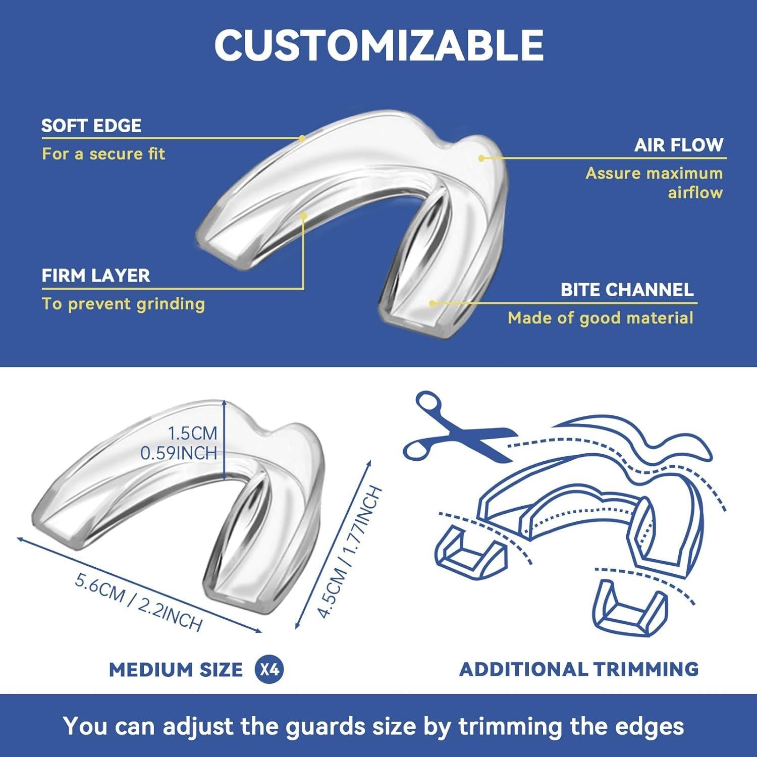 Paquete de 4 protectores bucales Mictaning para bruxismo