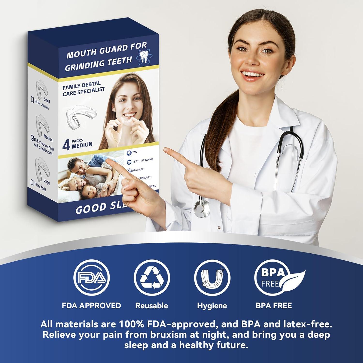 Paquete de 4 protectores bucales Mictaning para bruxismo