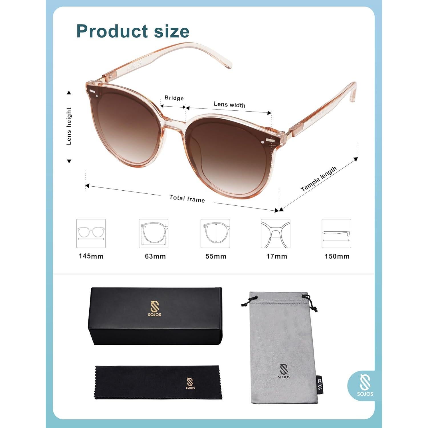 Gafas de sol SOJOS SJ2067 UV400 redondas para mujeres