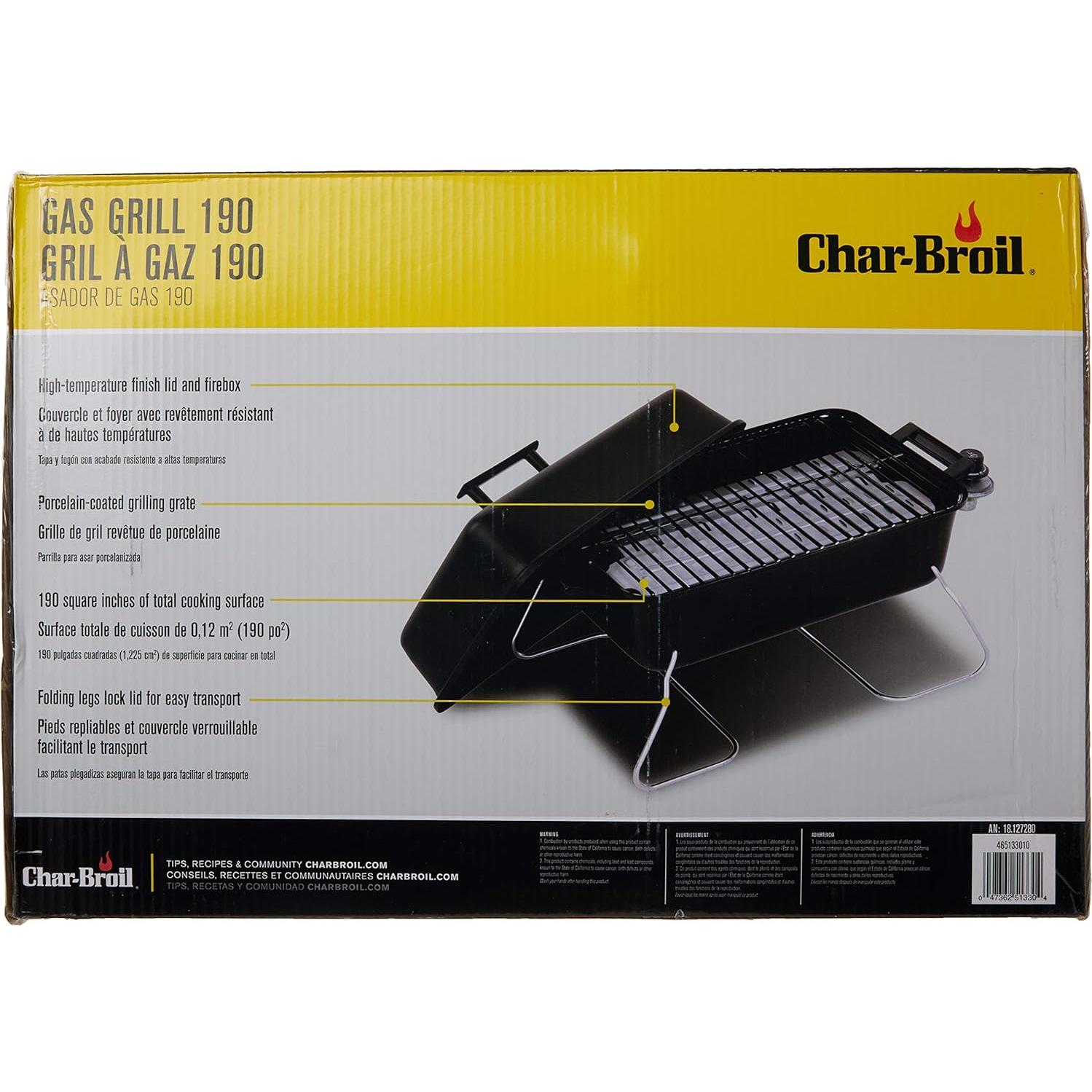 Parrilla Portátil Char-Broil de Gas 1 Quemador Acero Inoxidable