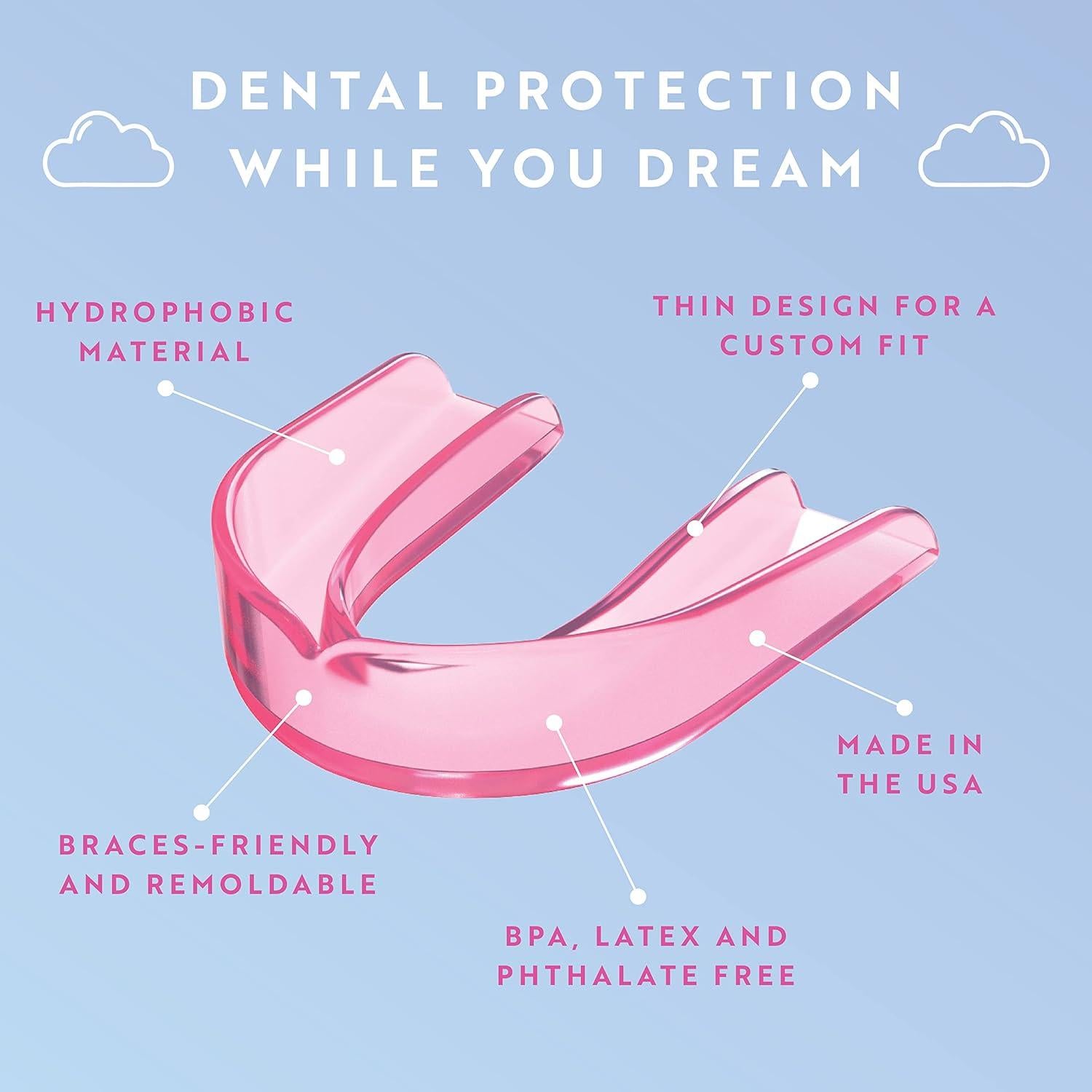 Protector Bucal Nocturno Profesional CUSTMBITE Rosa 2 Pzs