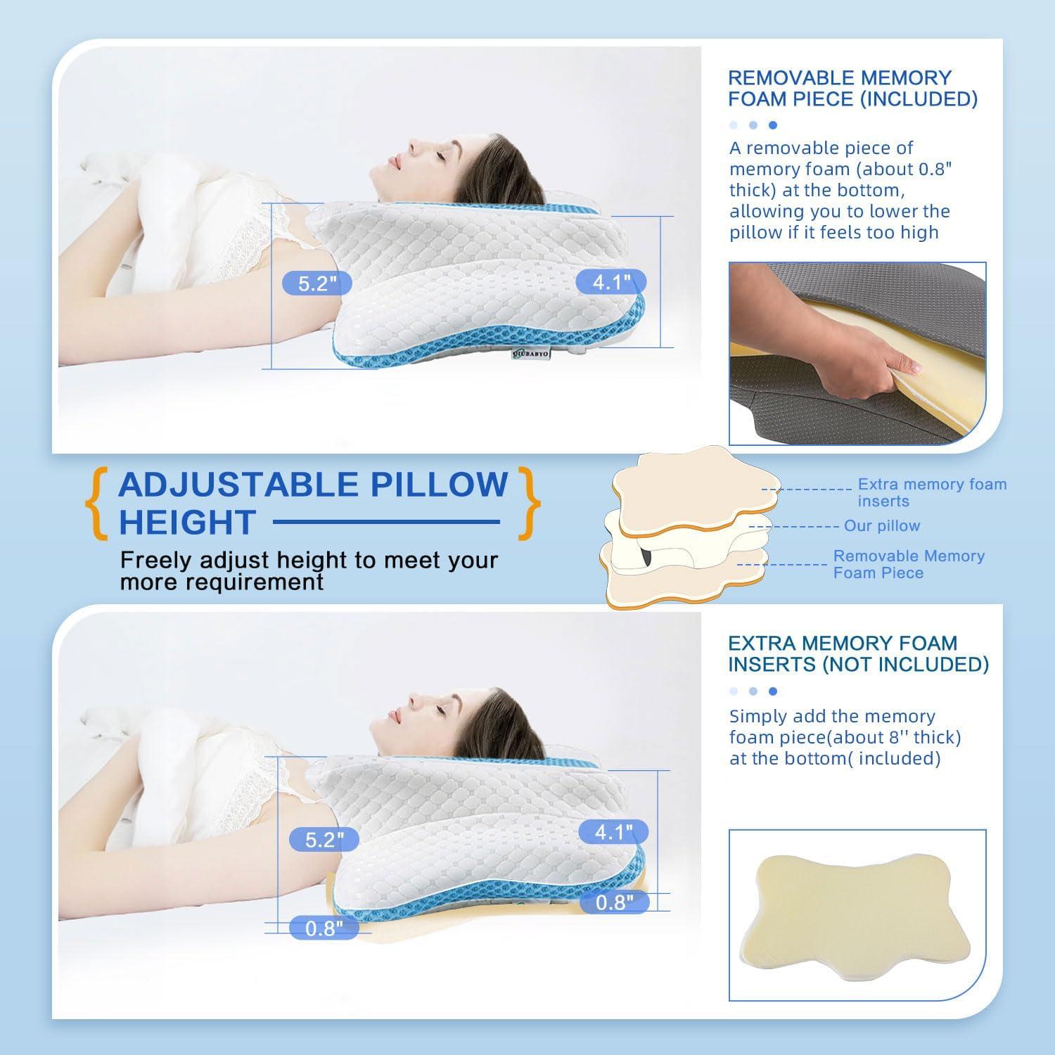 Almohada Cervical Ergonómica QIUBABYO Ajustable 1.5kg