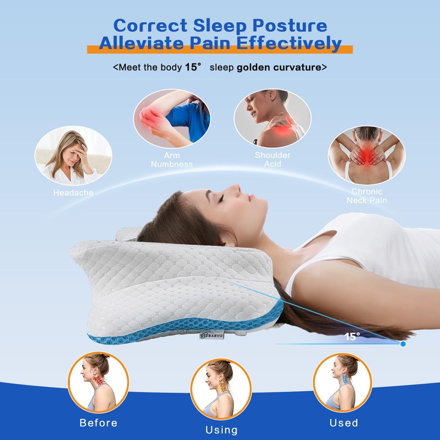 Almohada Cervical Ergonómica QIUBABYO Ajustable 1.5kg