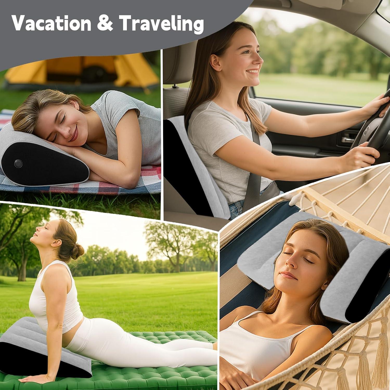 Almohada Wedge Inflable Prosixtoy Gris 45x36 cm para Viaje