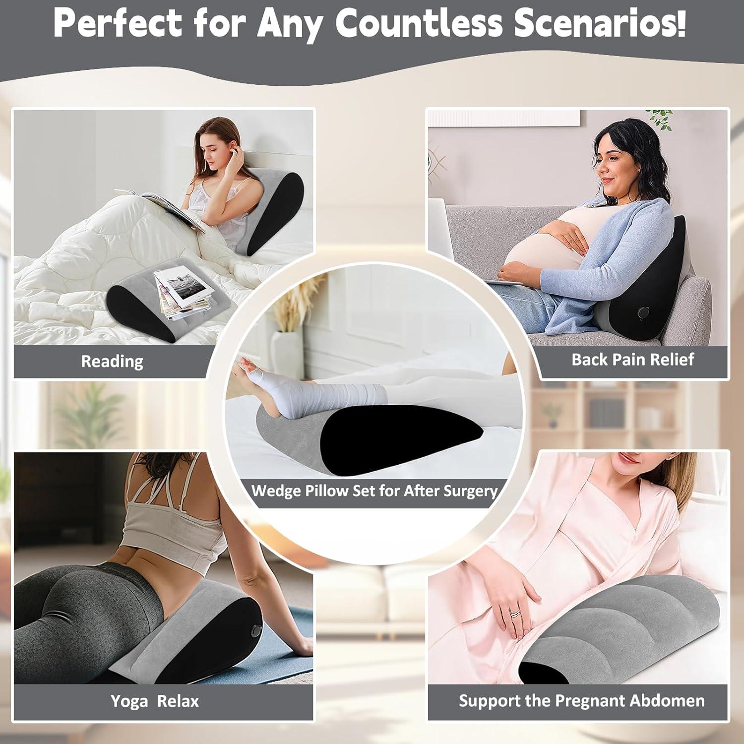 Almohada Wedge Inflable Prosixtoy Gris 45x36 cm para Viaje