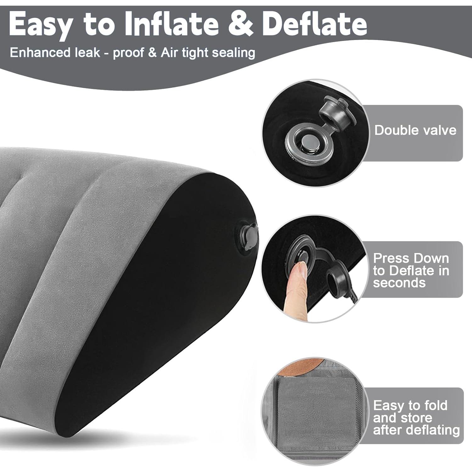 Almohada Wedge Inflable Prosixtoy Gris 45x36 cm para Viaje