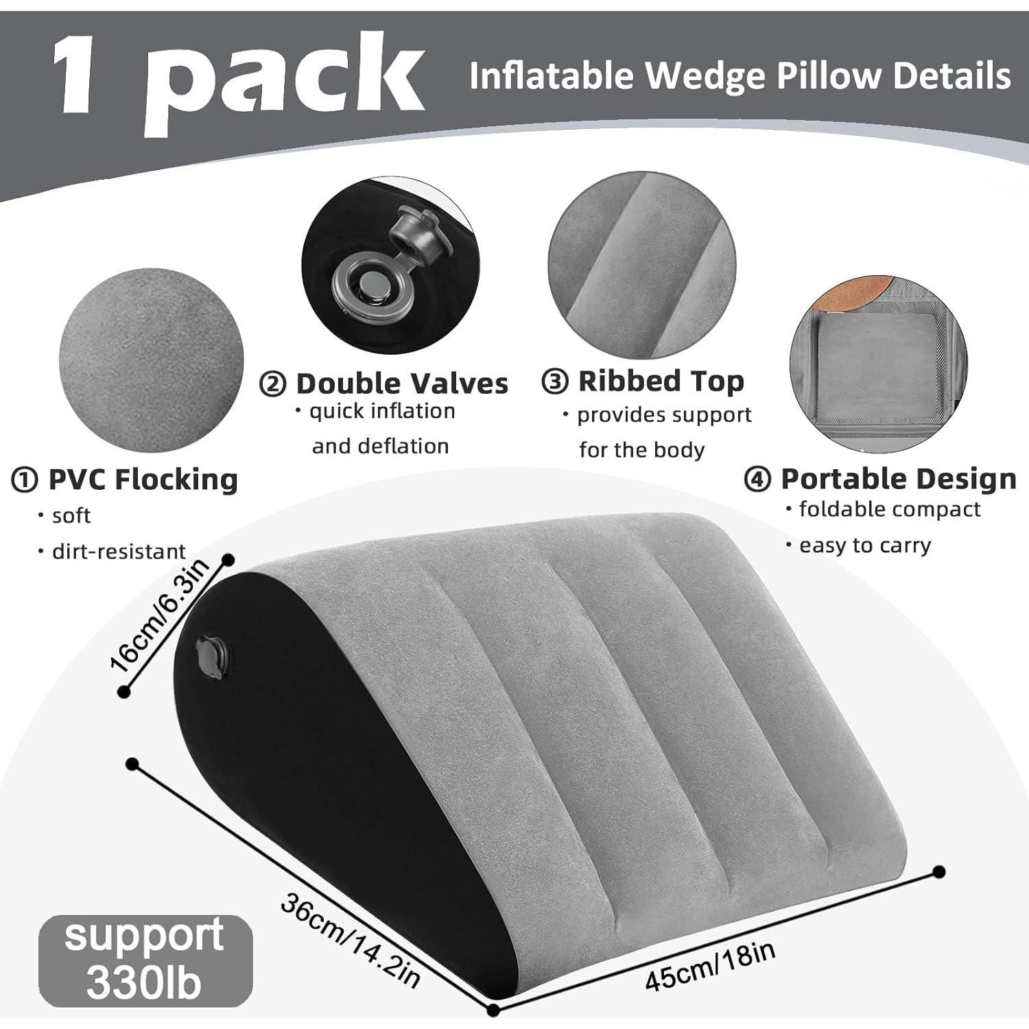 Almohada Wedge Inflable Prosixtoy Gris 45x36 cm para Viaje