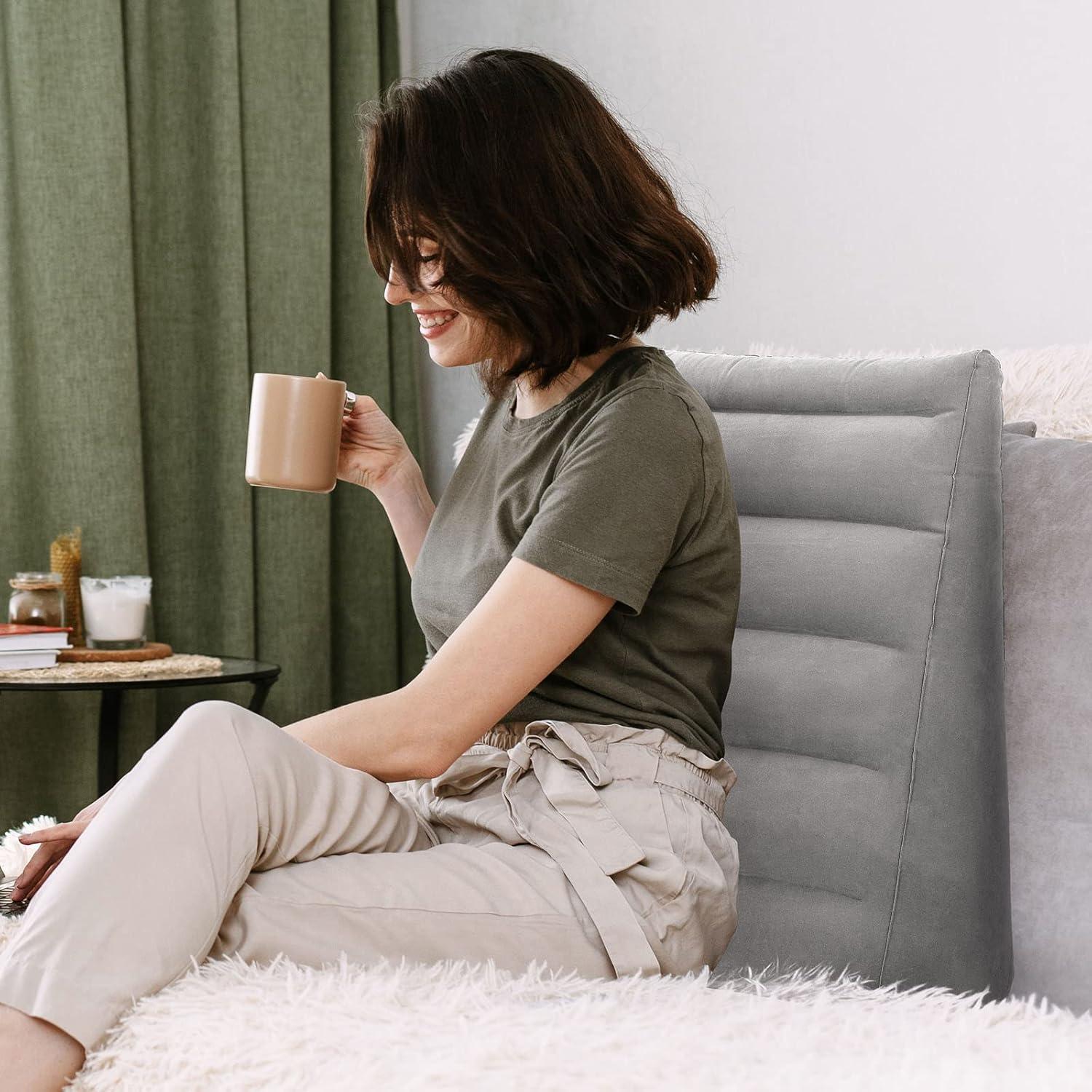 Cojín Inflable en Cuña USHMA Gris Claro para Viaje