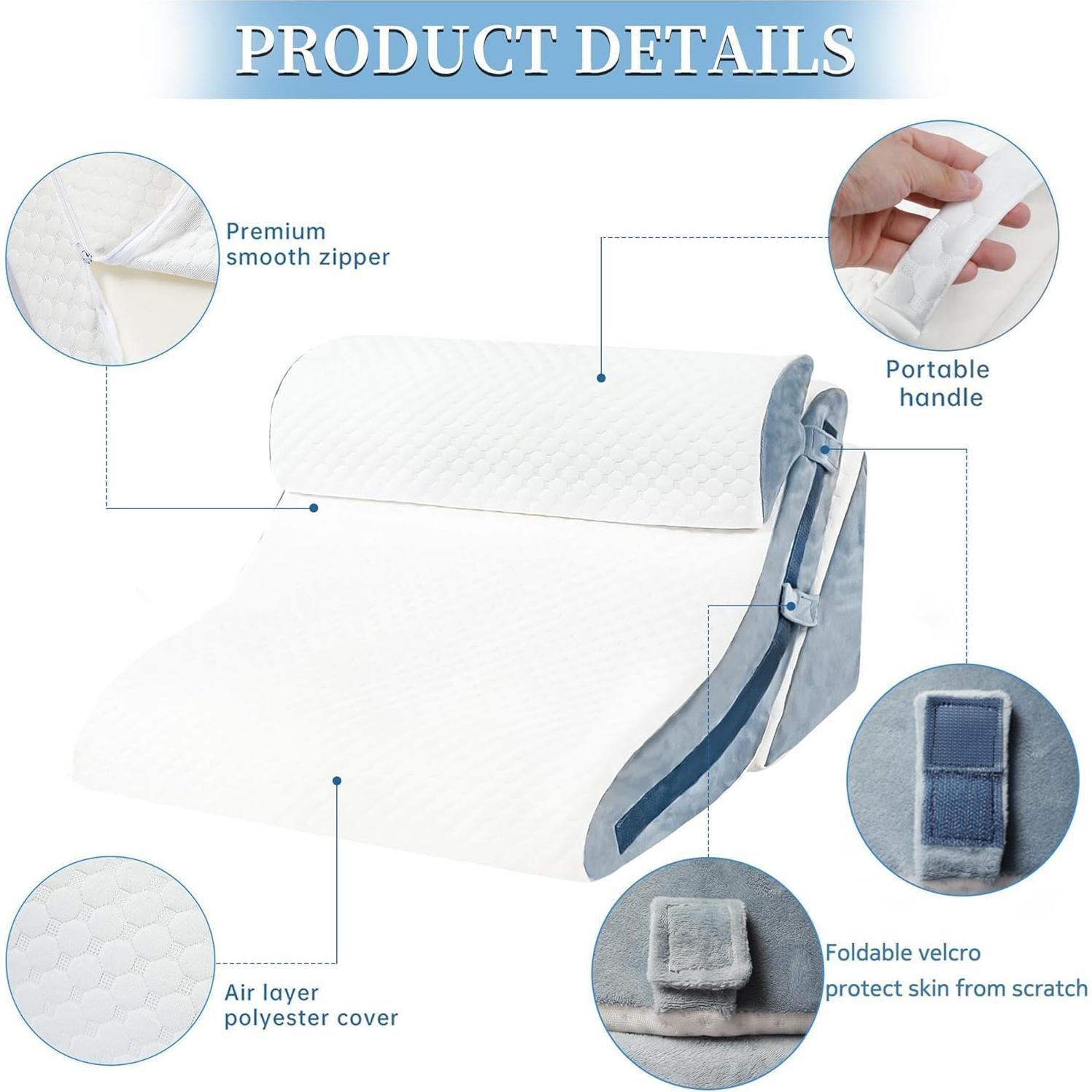 Almohada Cuña Ajustable 3PCS FSCGIFE Espuma Viscoelástica