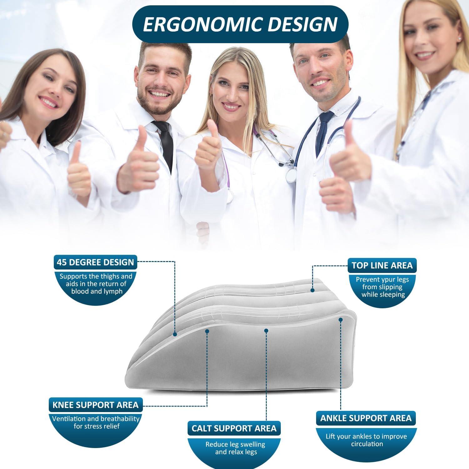 Almohada Inflable de Cuña LuxoCare para Piernas - Gris