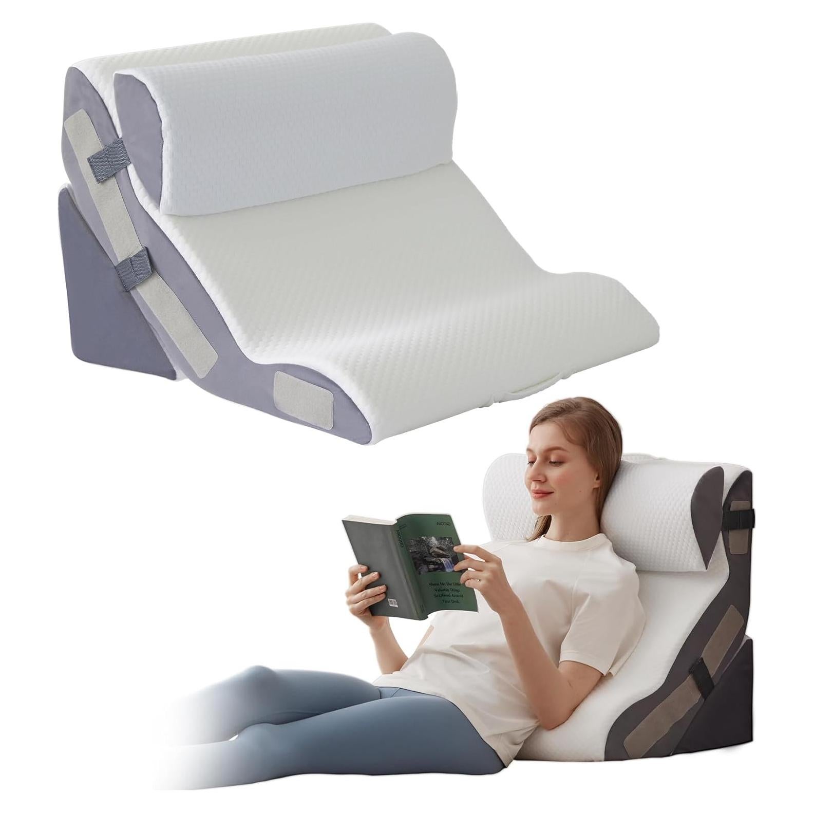 Juego de Almohadas en Cuña 3 Piezas Ahpmeoa Blanca