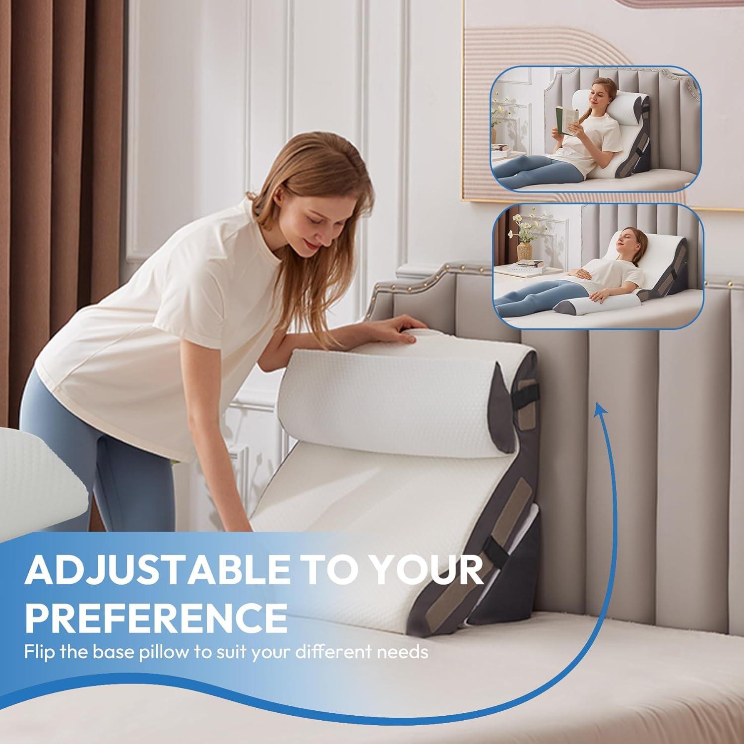 Juego de Almohadas en Cuña 3 Piezas Ahpmeoa Blanca