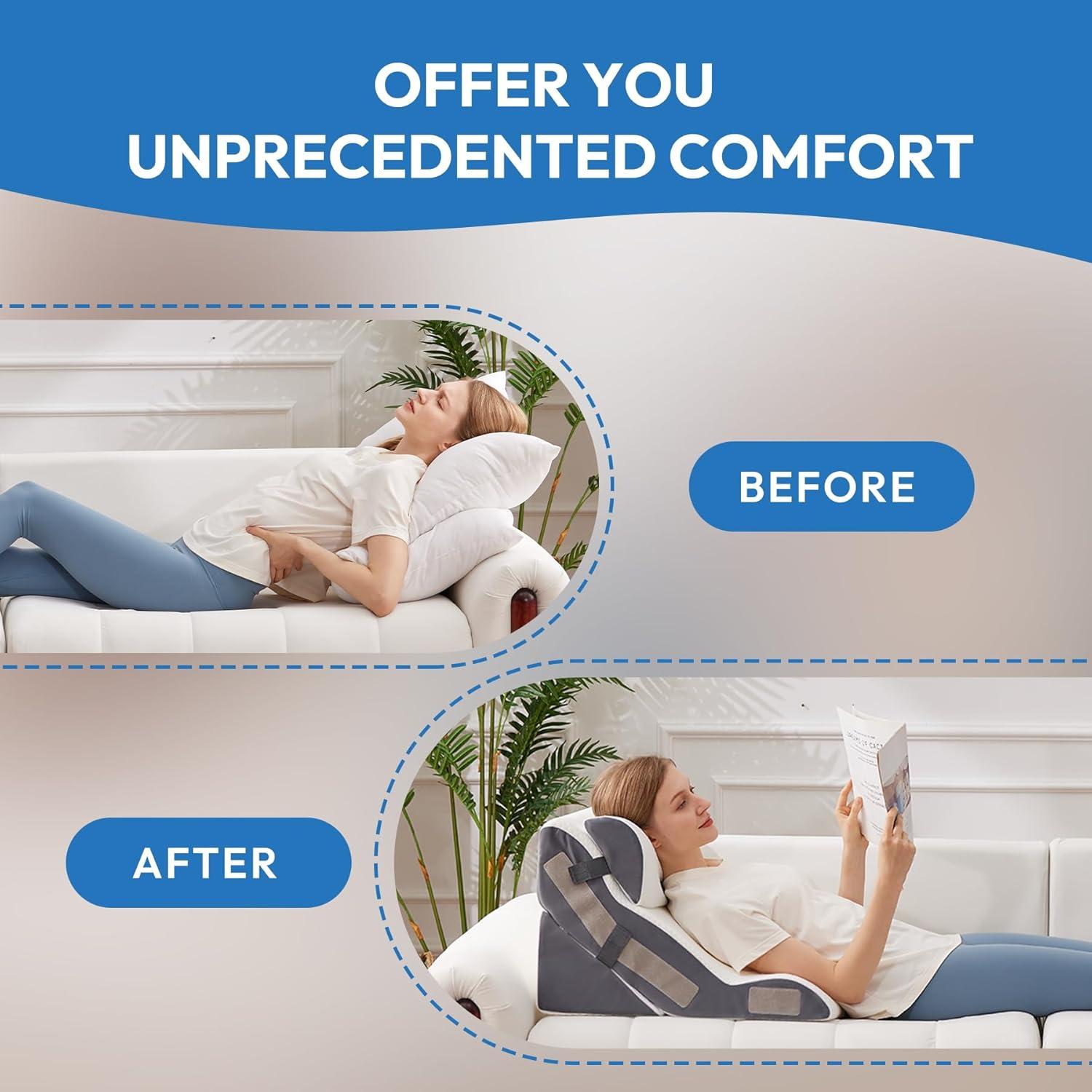 Juego de Almohadas en Cuña 3 Piezas Ahpmeoa Blanca