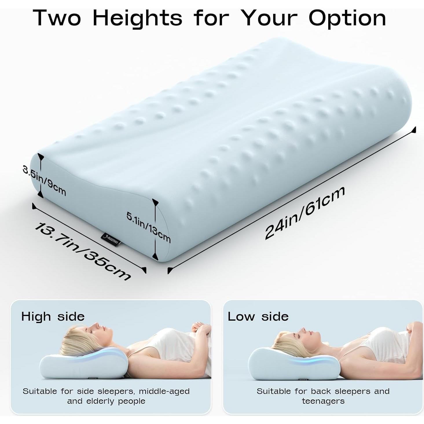 Almohada Cervical Ruizman Espuma de Memoria Ergonómica 35x16cm