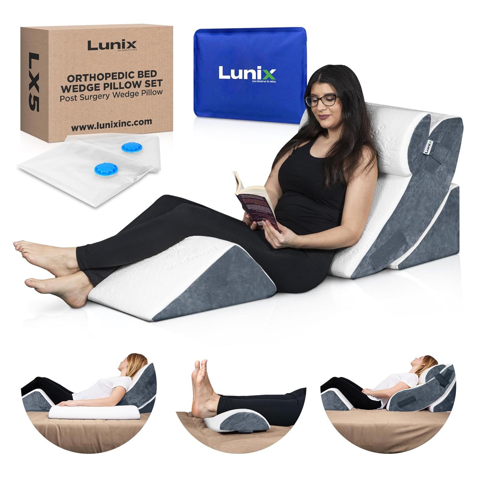 Lunix Juego de 4 Almohadas Ortopédicas LX5 Espuma de Memoria