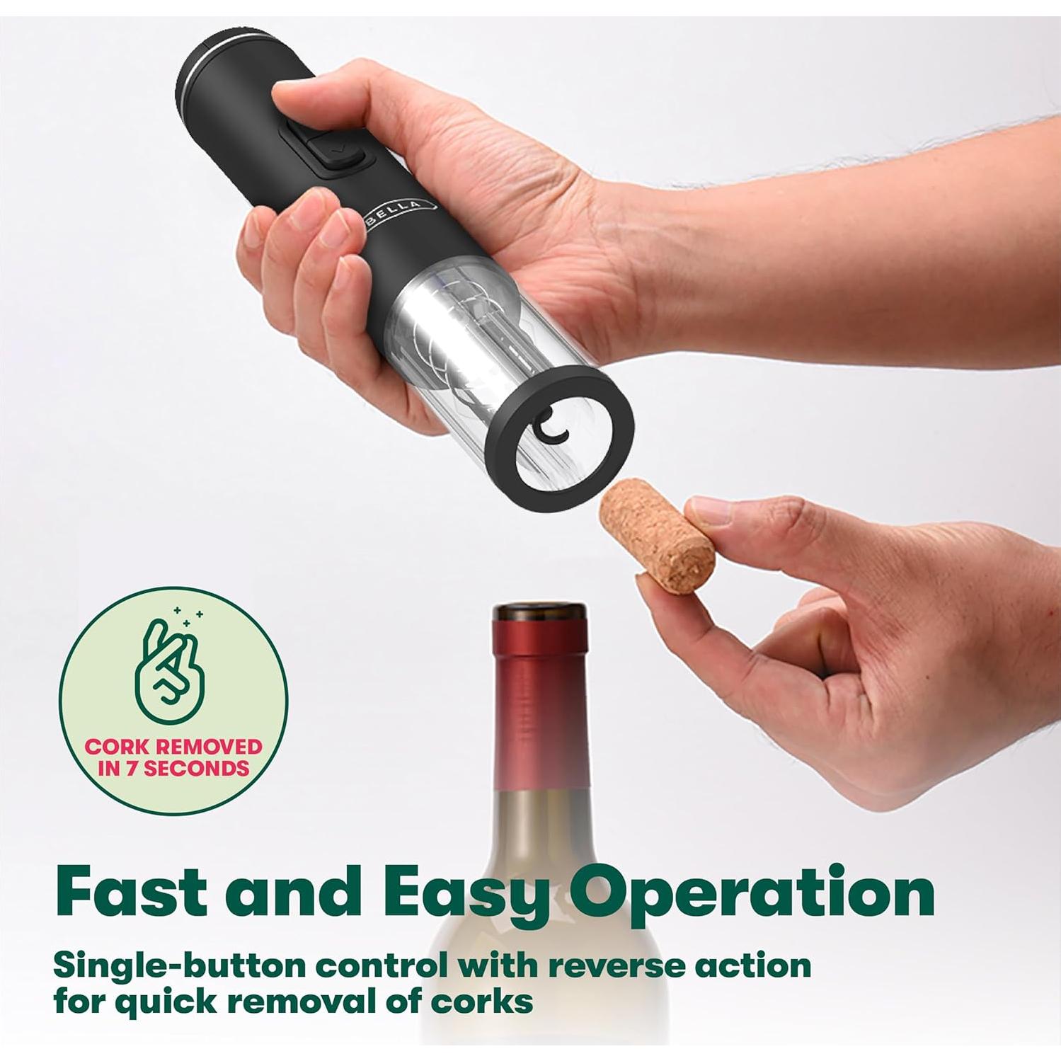 Abridor de Vino Eléctrico Bella Automático Negro