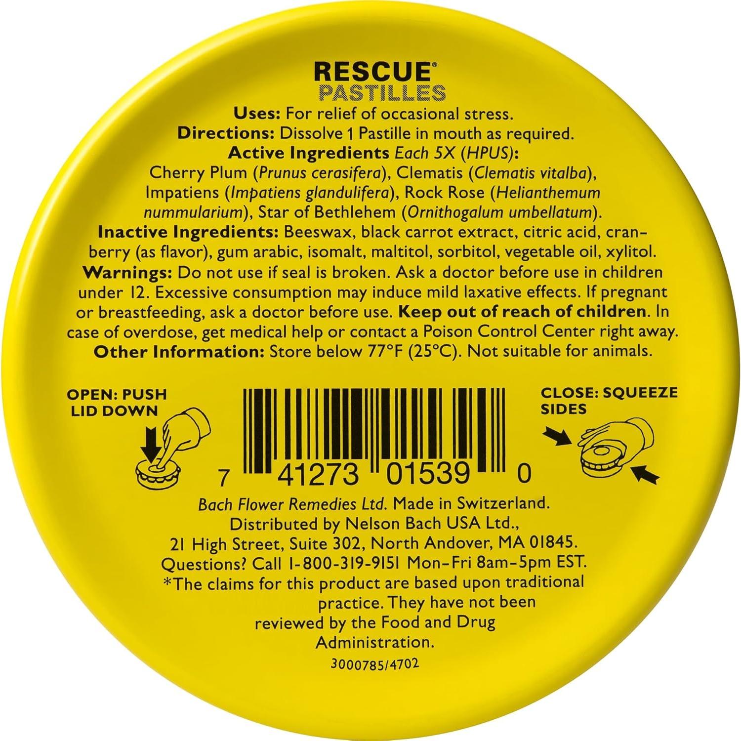 Pastillas Bach Rescue Arándano 35g Alivio Estrés Natural