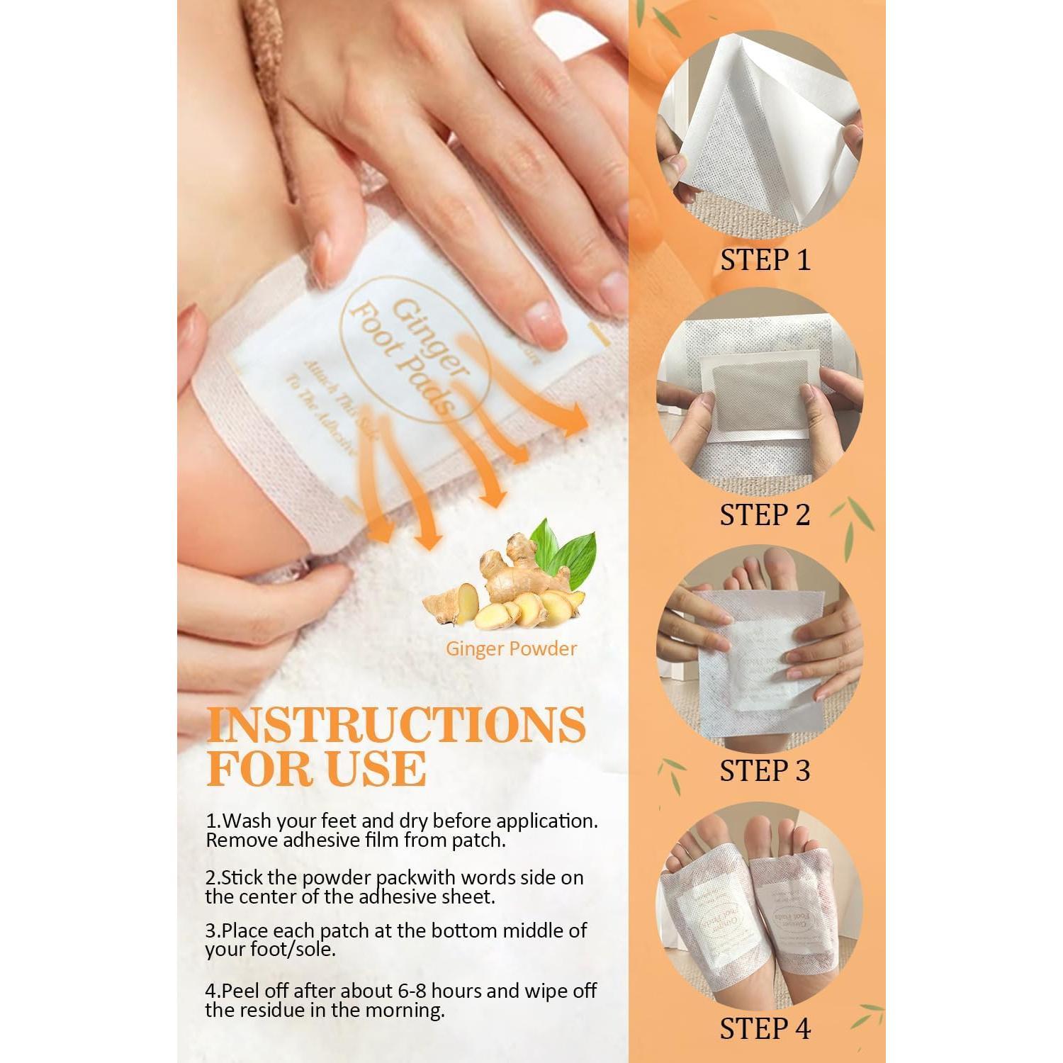 Almohadillas para pies TEWEAE - 60 unidades de jengibre y vinagre