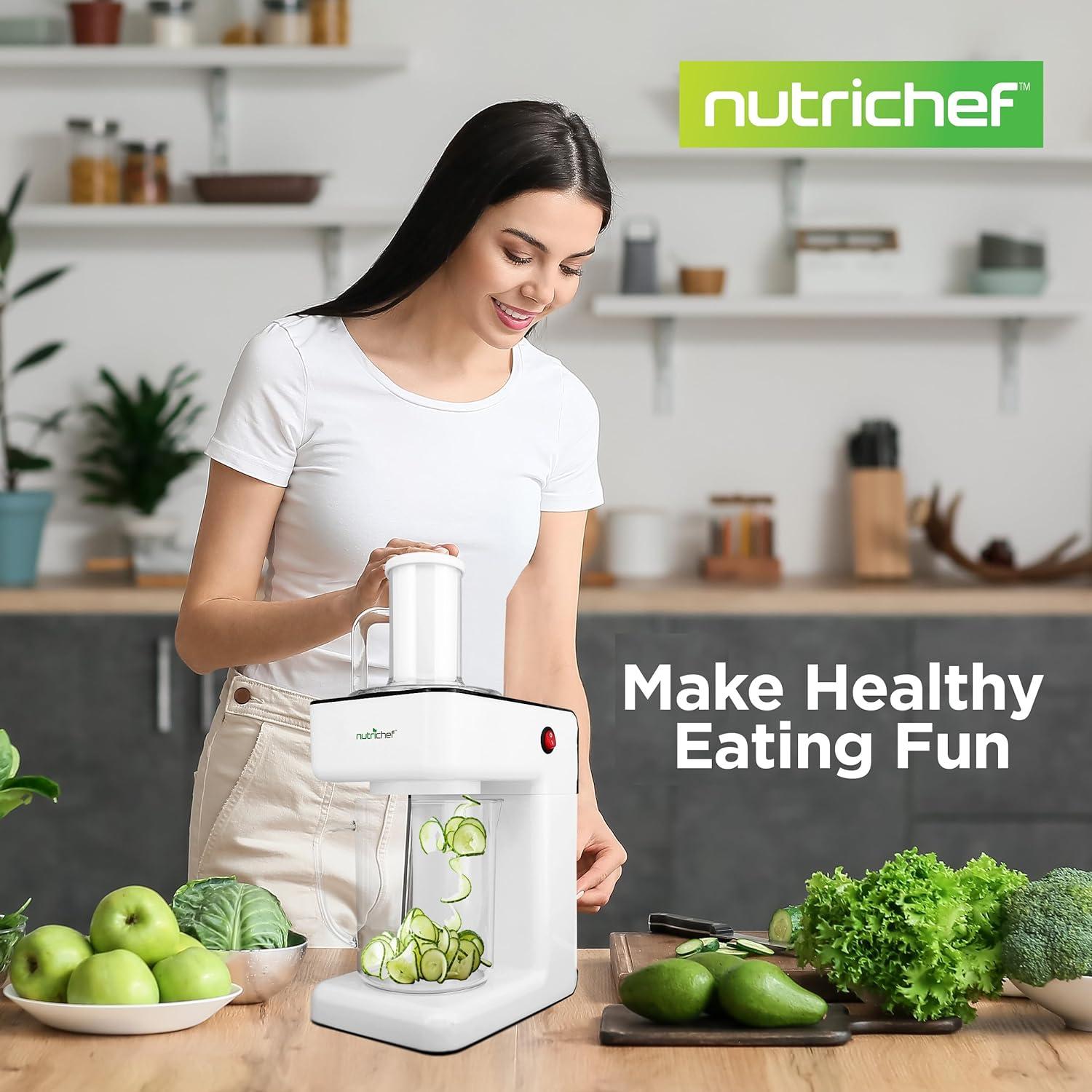 NutriChef Picadora Eléctrica 3-en-1 con Tazón 1.2L