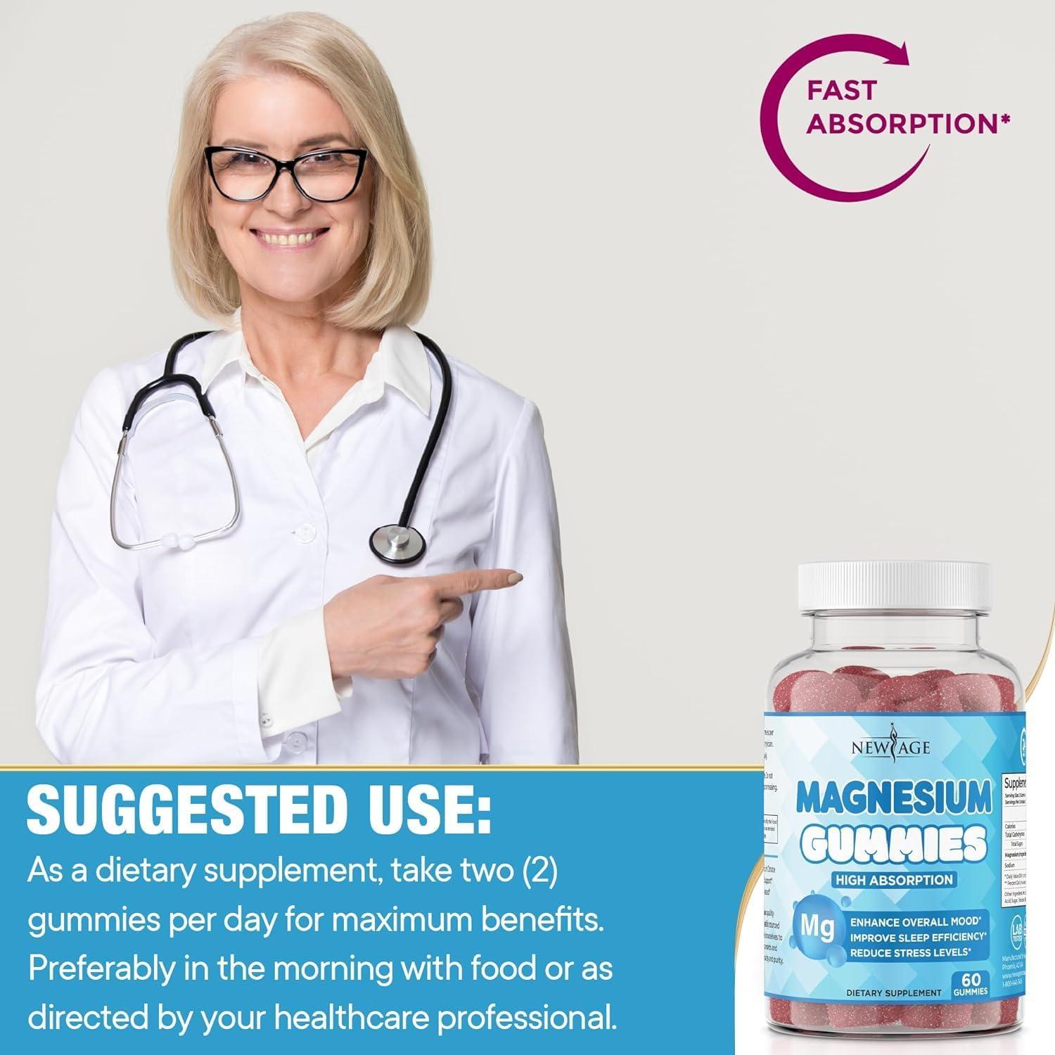 Gomitas de Magnesio New Age 180 Unidades Veganas Antiestrés