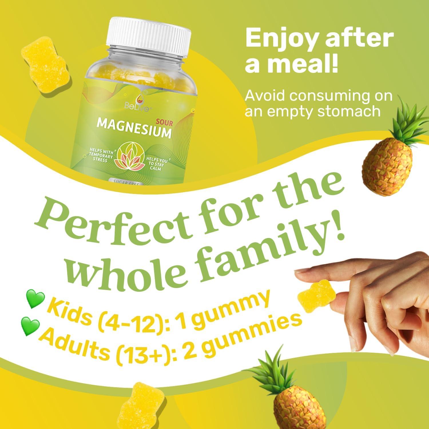 Gomitas de Magnesio BeLive 200mg - 60 Unidades Sabor Piña