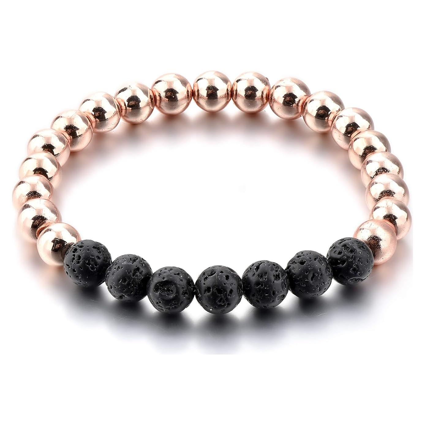 Pulsera de Lava y Oro Rosa MYSTIQS Unisex 18,74 cm