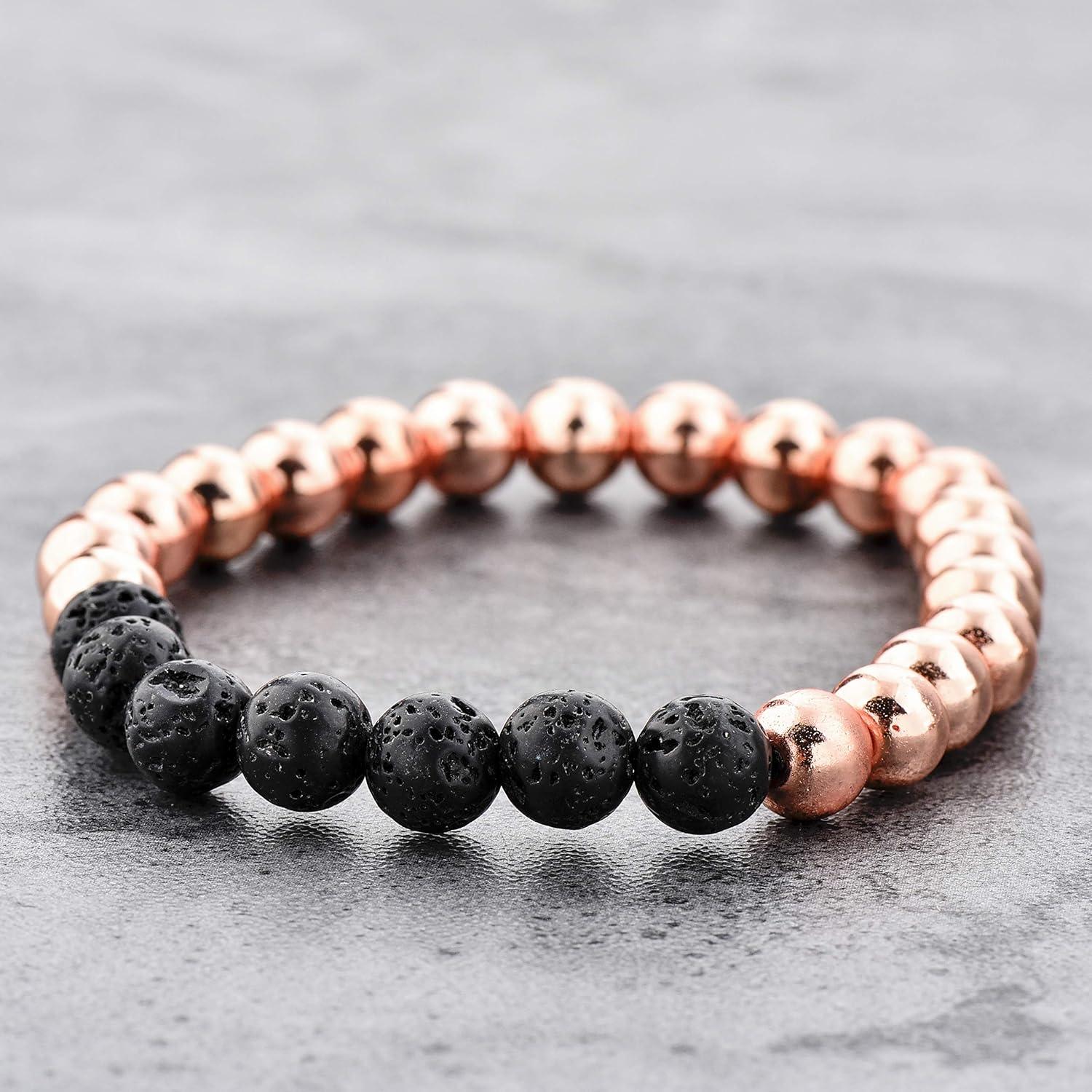 Pulsera de Lava y Oro Rosa MYSTIQS Unisex 18,74 cm