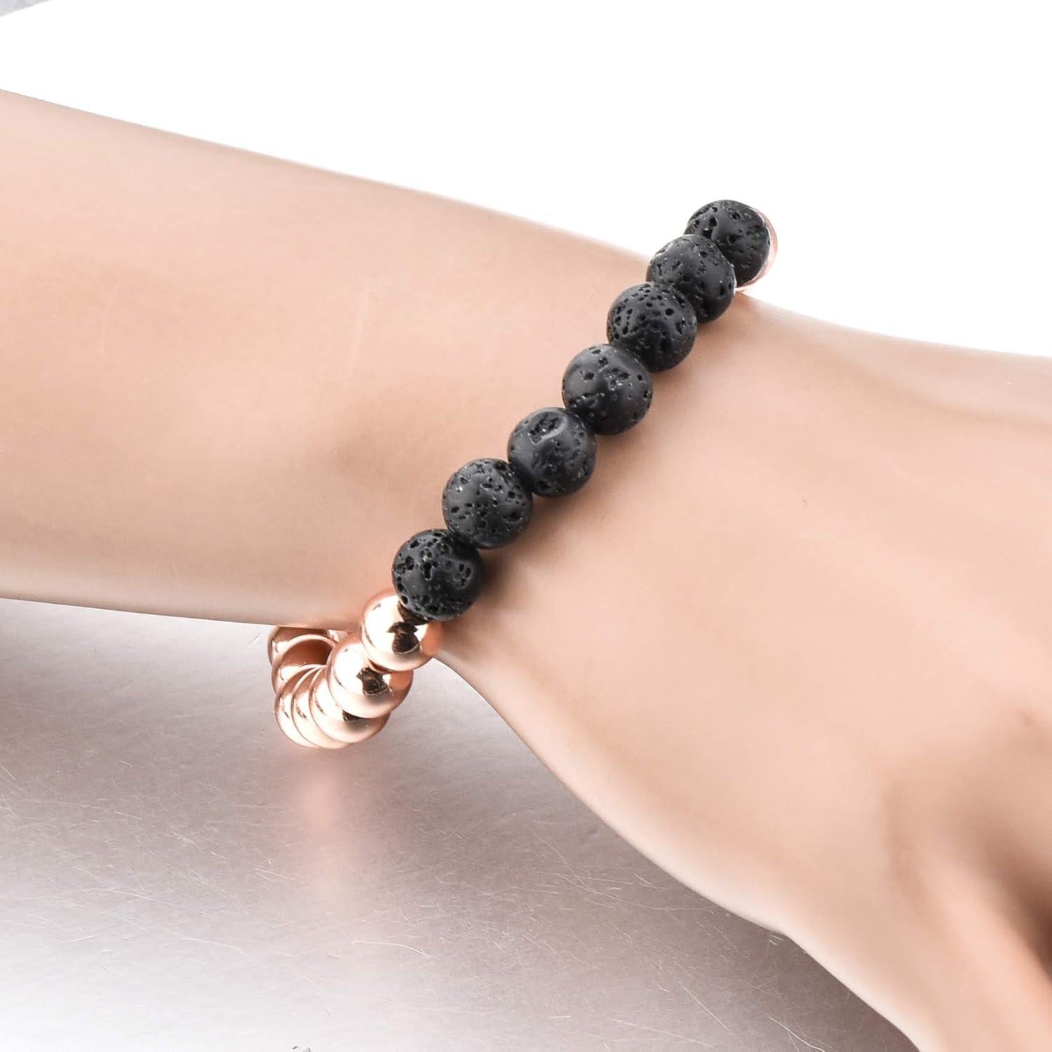 Pulsera de Lava y Oro Rosa MYSTIQS Unisex 18,74 cm